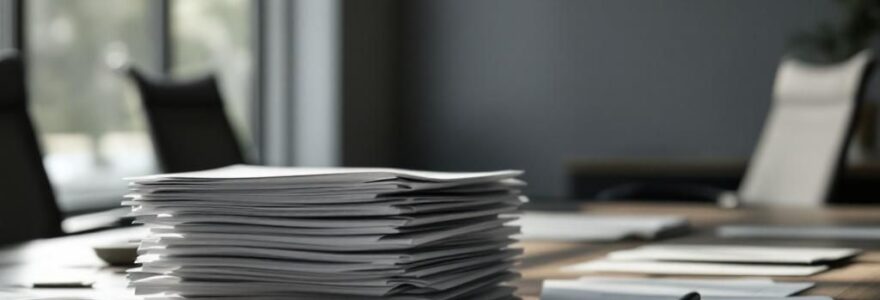 pile de feuilles sur un bureau